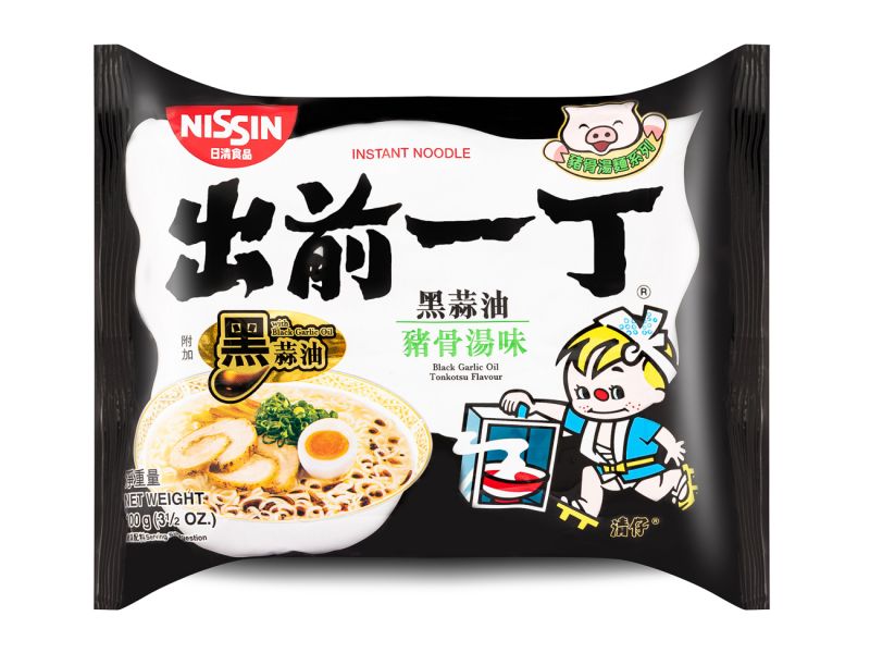 Click Here To Enlarge This Photo Of Nissin Black Garlic Oil Artificial Pork &lpar;Tonkotsu&rpar; Flavour Noodles 出前一丁 黑蒜油猪骨湯味麵