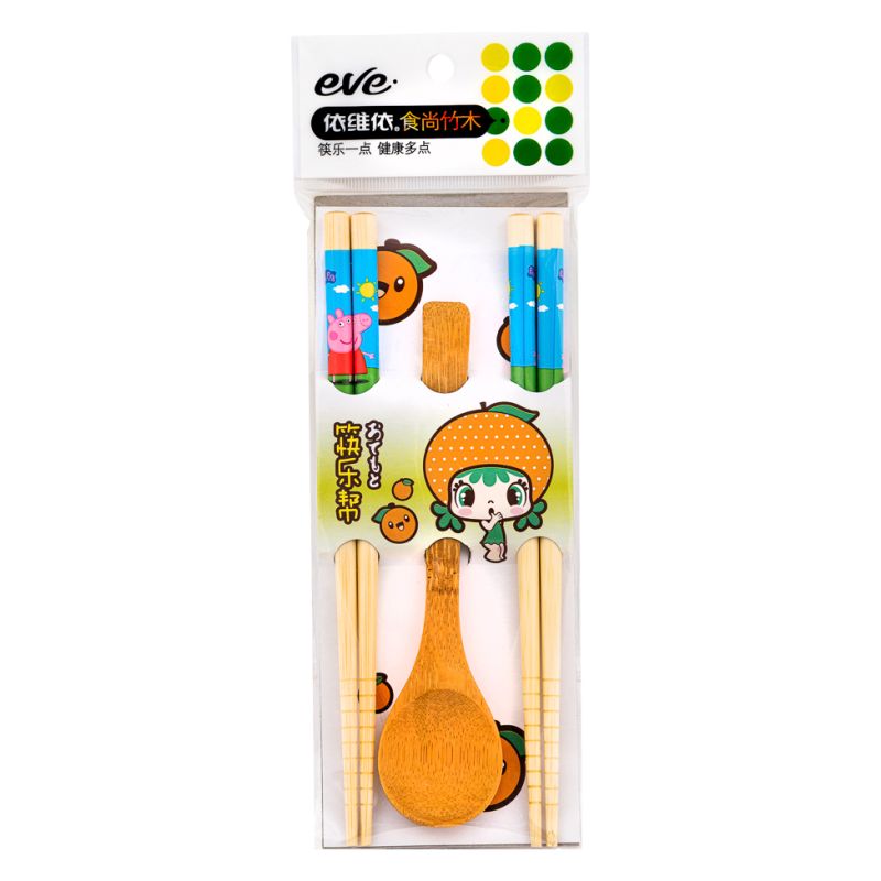 Click Here To Enlarge This Photo Of Childrens Wooden Chopsticks and Spoon