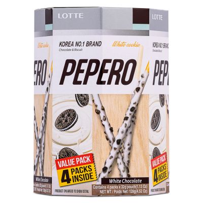 Lotte Pepero Biscuits Sticks with Crushed Cookies &lpar;White Cookie&rpar; Multipack