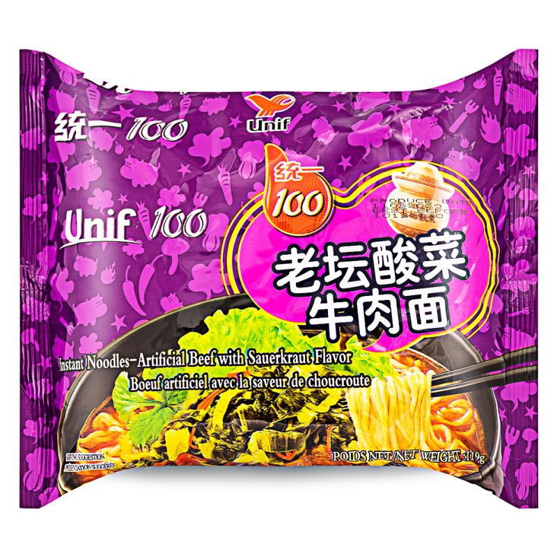 Click Here To Enlarge This Photo Of Unif 100 Instant Noodles &lpar;Artificial Beef With Sauekraut Flavour&rpar; 統一100 老壇酸菜牛肉麵