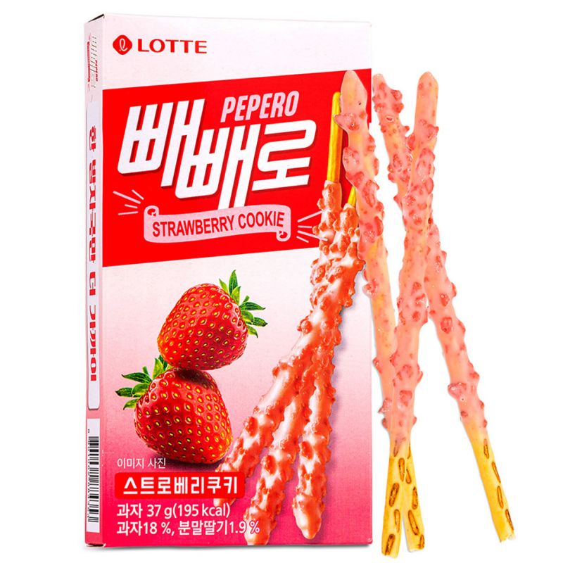 Click Here To Enlarge This Photo Of Lotte Pepero Biscuits Sticks with Crushed Strawberry Cookie &lpar;Strawberry Cookie&rpar;