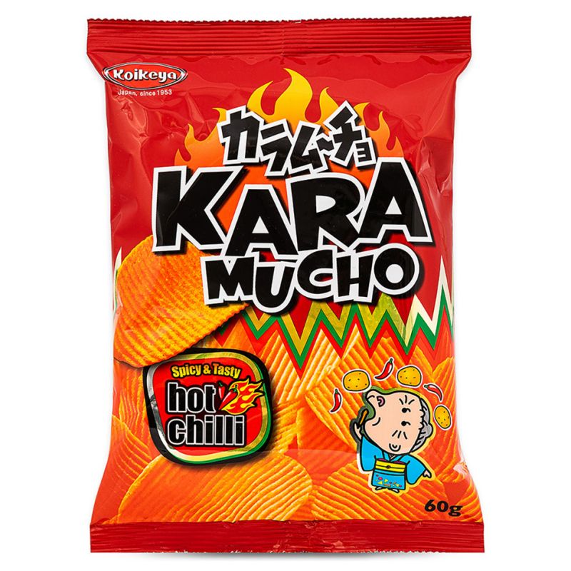 Click Here To Enlarge This Photo Of Koikeya Kara Mucho Hot Chilli Flavour Ridge Cut Potato Crisps