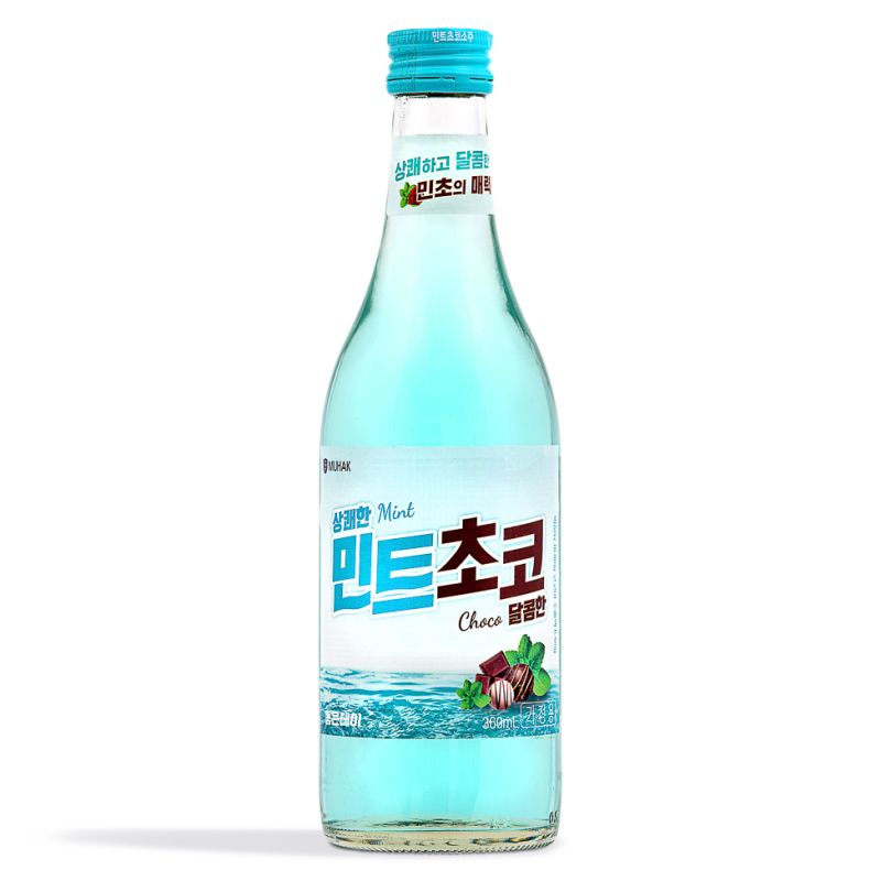 Click Here To Enlarge This Photo Of Muhak Mint Choco Soju 상쾌한 민트초코 달콤한