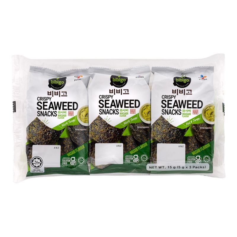 Click Here To Enlarge This Photo Of Cj Bibigo Crispy Seaweed Snacks - Wasabi Flavour