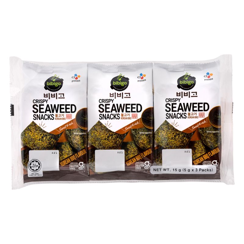 Click Here To Enlarge This Photo Of Cj Bibigo Crispy Seaweed Snacks - Korean BBQ Flavour